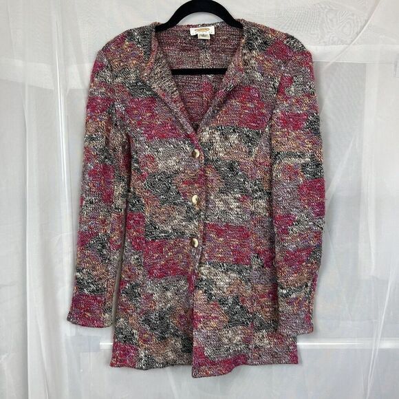 Talbots wool blend rainbow cardigan sweater P artsy lagenlook boho watercolor - Picture 1 of 6
